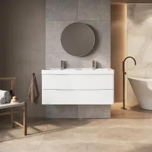 Eden 1200mm Wall Hung Vanity Unit in Gloss White & Resin Basin