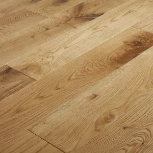 GoodHome Laholm Blonde Oak effect Oak Solid wood flooring, Pack of 19, 1.008m²