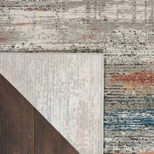 Grey Multi Rustic Textures Luxurious Modern Abstract Bedroom & Living Room Rug -66 X 230cm (Runner)