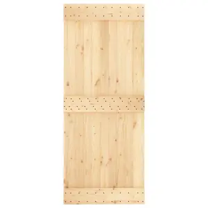 Berkfield Sliding Door with Hardware Set 85x210 cm Solid Wood Pine