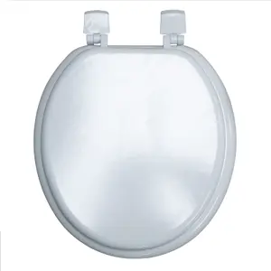 Nes Home 3 in 1 Classic Oval Shaped Design White Toilet Seat, Paper Holder and Pine Brush Holder