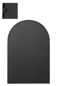 MirrorOutlet The Arcus Black Framed Arched Window Garden Mirror 120CM x 80CM