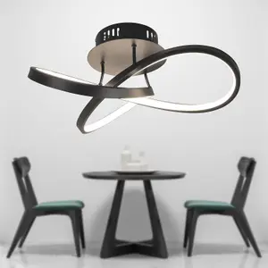 First Choice Lighting Matt Black LED Loop Ceiling Light