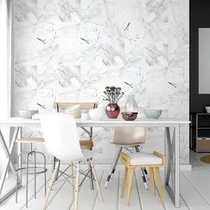 Walplus Marble Tile Stickers Tiles Backsplash for Kitchen,Room PVC