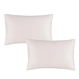 Catherine Lansfield Pillowcases Silky Soft Satin Standard 50x75cm Pack of 2 Pillow cases with envelope closure Blush Pink