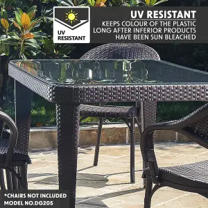 150x90cm Glass Top Outdoor Dining Table - Rectangular Anthracite Rattan Style