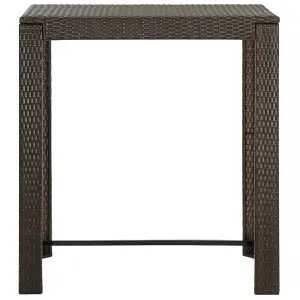 Berkfield Garden Bar Table Brown 100x60.5x110.5 cm Poly Rattan