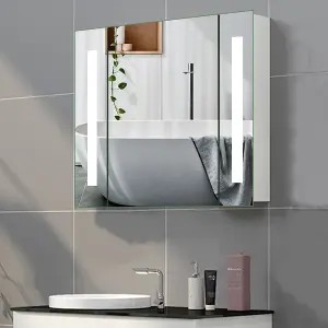 Sensor Wall Bathroom Mirror Cabinet LED Lighting with Shaver Socket 640 x 600 mm