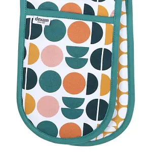 Dexam Recycled Cotton Retro Spot Double Oven Glove Teal