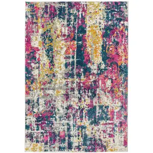 Multi Abstract Funky Modern Easy to clean Rug for Dining Room-120cm X 170cm