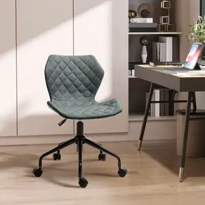 HOMCOM Home Office Swivel Desk Chair Nylon Wheels Adjustable Height Linen Grey