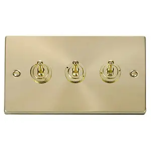 Satin / Brushed Brass 3 Gang 2 Way 10AX Toggle Light Switch - SE Home