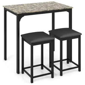 Costway 3-Piece Dining Table Set Modern Bar Table w/ 2 Upholstered Bar Stools