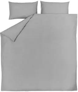 Dunelm Non Iron Plain Dye Duvet Cover, Modern, Size: Double, Grey, Slate, Polycotton