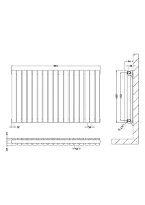 Square Horizontal Double Panel Radiator - 600mm x 992mm - 3519 BTU - Anthracite