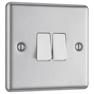 GoodHome 20A 2 way 2 gang Light switch Matt Steel effect