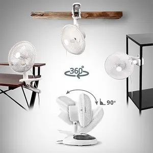 Duronic FN15 Mini Desk Fan 6" with 2 Speeds, Use in 3 Ways: Clamp-on/Freestanding/Wall Mounted, 30W (white)