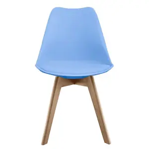 Soho Light Blue Plastic Dining Chair with Squared Light Wood Legs