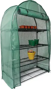 4 Tier Wide Greenhouse With Frame And Cover Bigger Than Small Greenhouse For The Garden Roll Up Zip Panel Door For Outdoors