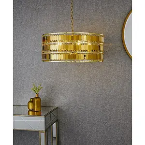 Luminosa Eldora 5 Light Round Ceiling Pendant Gold Effect Plate, E14