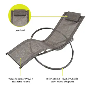 GardenKraft Rocking Moon Sun Lounger - Grey Colour