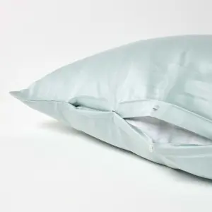 Homescapes Duck Egg Blue V Shaped Pillowcase Organic Cotton 400 Thread Count