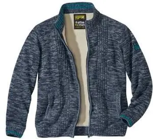 Men's Blue Fleece-Lined Knitted Jacket - Atlas For Men (Size XL)