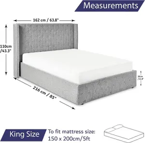 Brushed Velvet Ottoman Bed Frame King Size - No Mattress