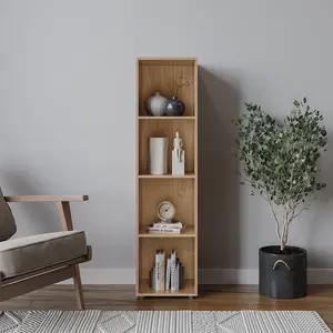 URBNLIVING 120cm Height Oak 4-Cube Shelving Unit - Tall