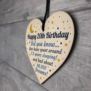 Red Ocean 20th Birthday Card For Daughter Son Wood Heart Novelty 20th Birthday Gift Him Her