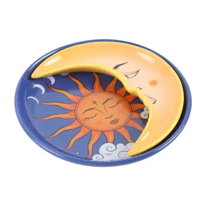 Something Different Sun And Moon Celestial Stacking Trinket Dish (Pack of 2) Blue/Orange/Yellow (One Size)