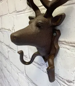 Cast Iron Stag Head Wall Coat Hook Rack