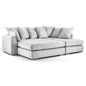 Chiswick Fabric Corner Sofa Silver Fox with Footstool - Right Hand Facing