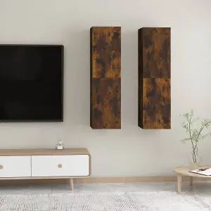 Berkfield Wall-mounted TV Cabinets 2 pcs Smoked Oak 30.5x30x110 cm