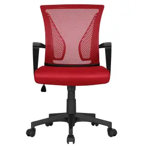 Yaheetech Mid-back Mesh Office Chair Computer Chair - Red