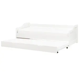 Wooden EU Single Trundle Bed 90 x 200 cm White LUNERAY