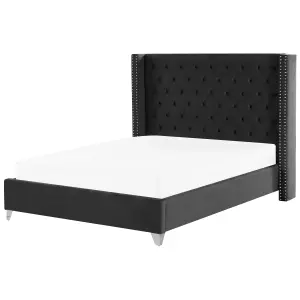 Velvet EU Super King Size Bed Black LUBBON