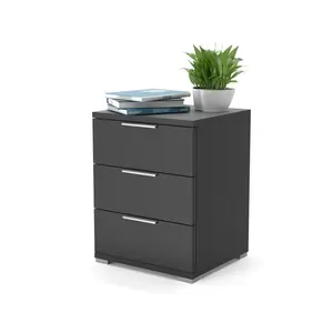 Machias 3 Drawer Bedside Table Black