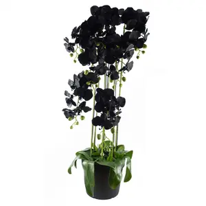 110cm Large Black Orchid Plant - Artifcial - 41 REAL TOUCH flowers