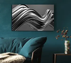 The Flow Of Grey Canvas Print Wall Art - Medium 20 x 32 Inches