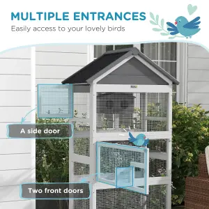 PawHut Bird Cage w/ Stands for Finches, Parakeets, Small Birds - Grey