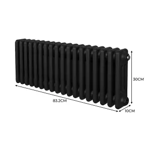 Traditional 3 Column Radiator - 300 x 832 mm - Black