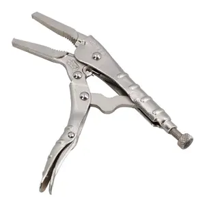 6.5" (165mm) Long Nose Straight Locking Pliers Mole Grips With Ribbed Handles