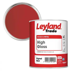 Leyland Trade High Gloss Signal Red Wood & Metal Paint 750ml