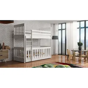 Laskowski Single (3') Standard Bunk Bed and Mattress White / Left Ladder