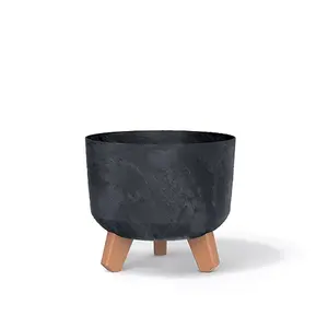 URBNLIVING 20cm Diameter Round Look Planter Flower Pot Indoor Outdoor Garden Decor With Legs Anthracite Colour