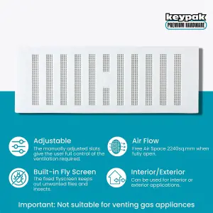 9x3 Adjustable Louvre Vent With Flyscreen White