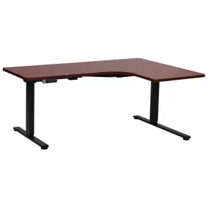 Adjustable Desk Electric Right Hand Dark Wood DESTINES