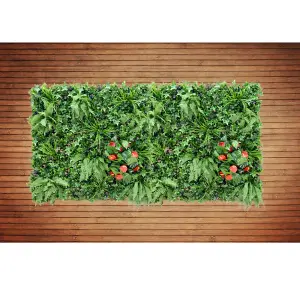 Artificial Plant Wall Panel Realistic Evergreen Flower Foliage - Indoor / Outdoor - Large 1m x 1m - Hedgerow