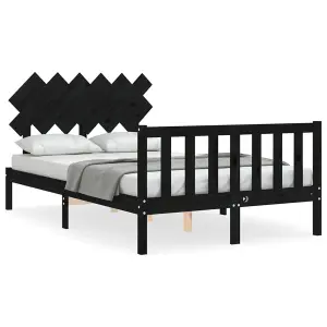 Berkfield Bed Frame with Headboard Black 120x200 cm Solid Wood